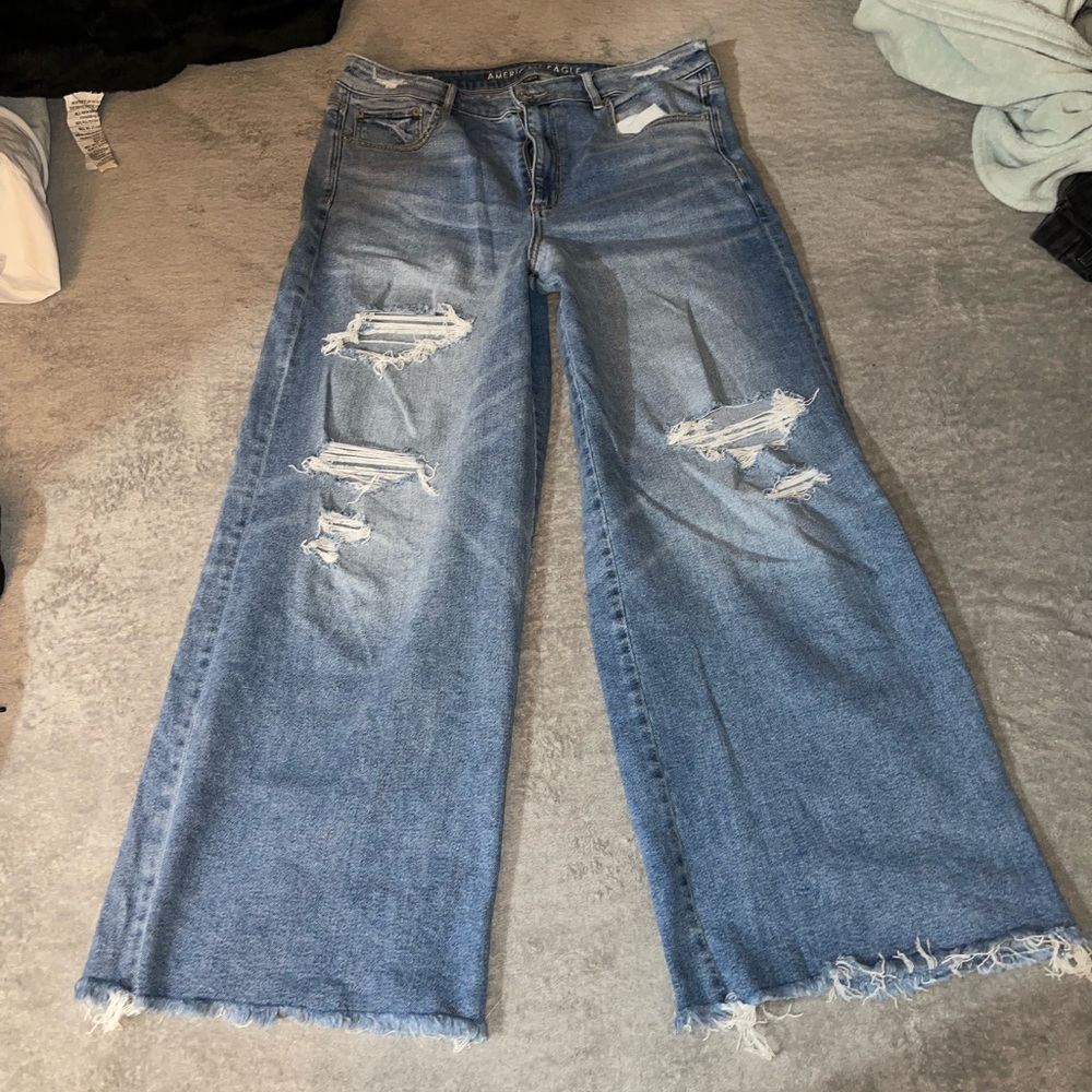 Light blue distressed skater jeans